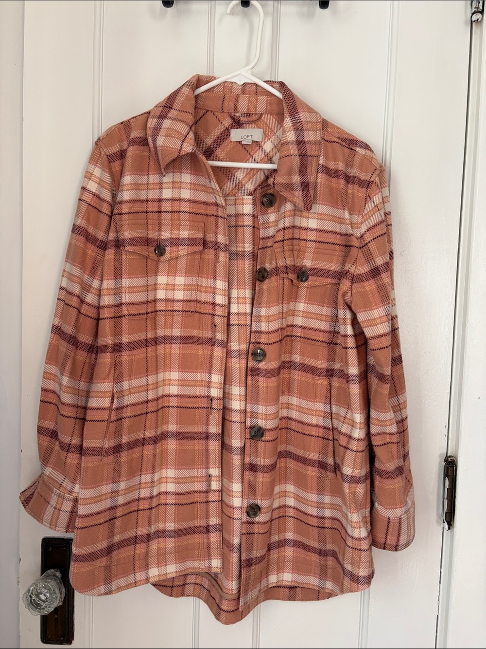 LOFT Plaid Swing Pink Women's Jacket Flannel